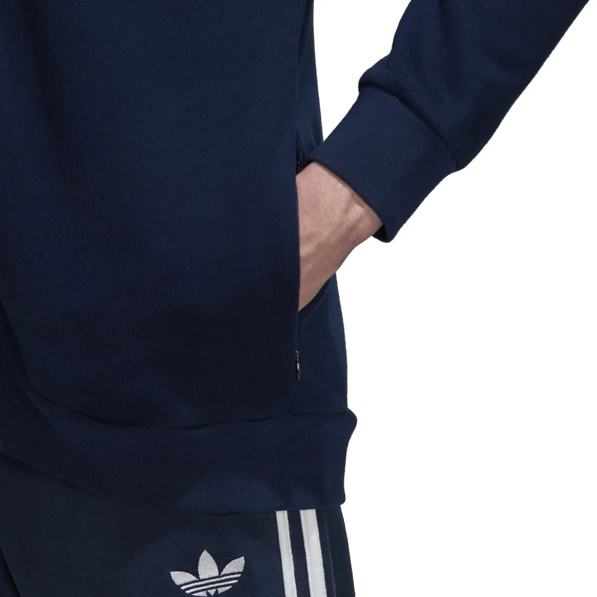 Adidas Men's Originals Trefoil Full Zip Fleece Hoodie Collegiate Navy