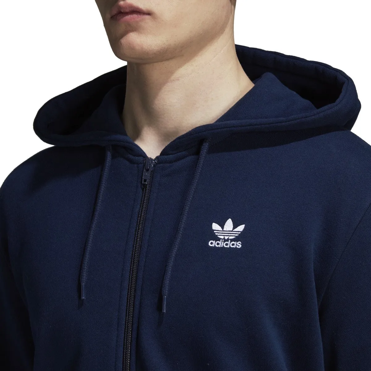 Adidas Men's Originals Trefoil Full Zip Fleece Hoodie Collegiate Navy