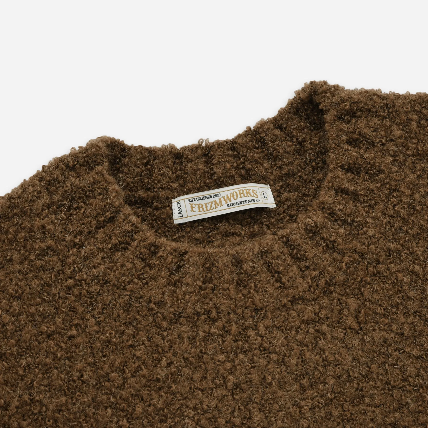 ALPACA BOUCLE OVERSIZED CREW KNIT JUMPER - BROWN