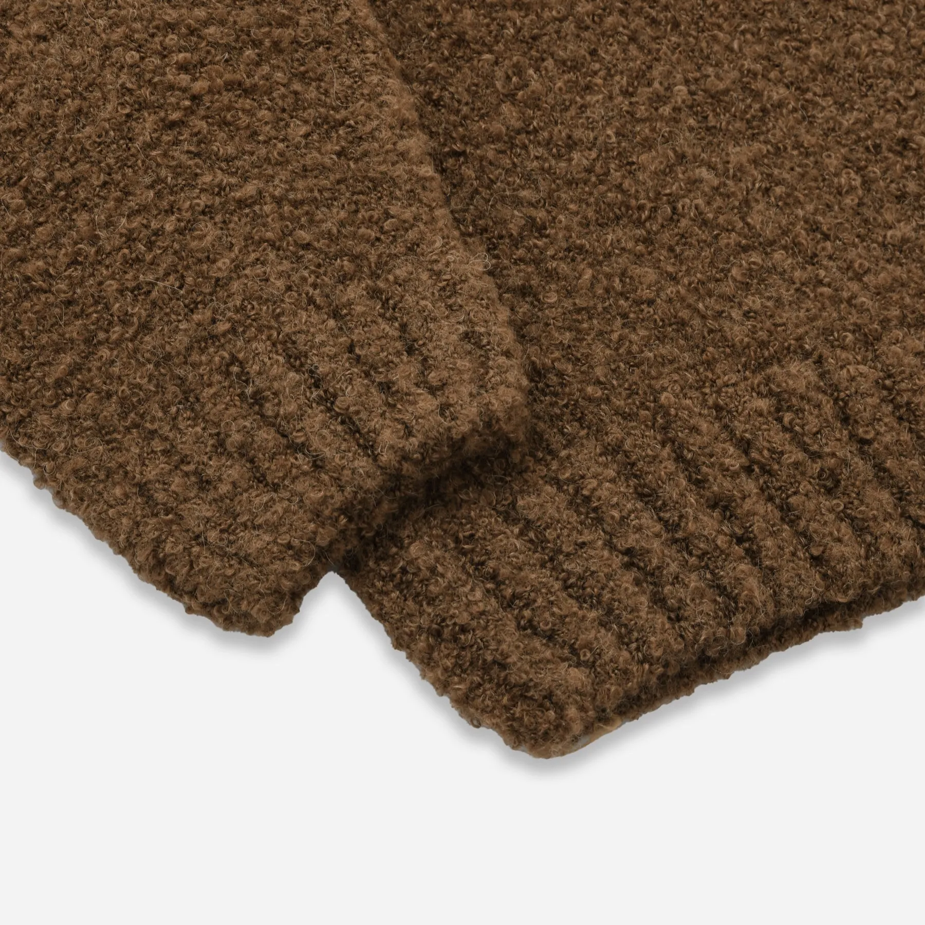 ALPACA BOUCLE OVERSIZED CREW KNIT JUMPER - BROWN