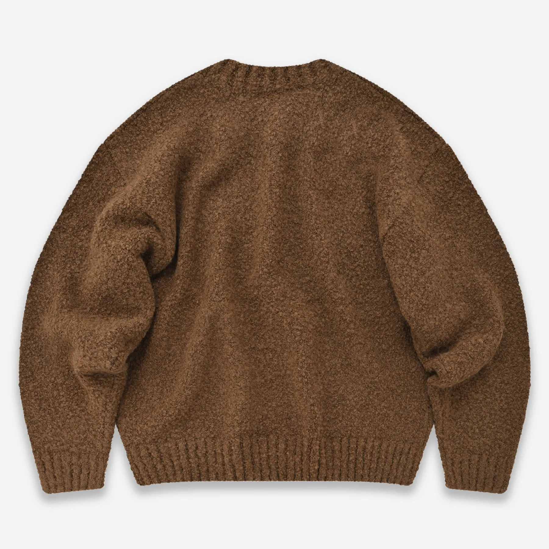 ALPACA BOUCLE OVERSIZED CREW KNIT JUMPER - BROWN