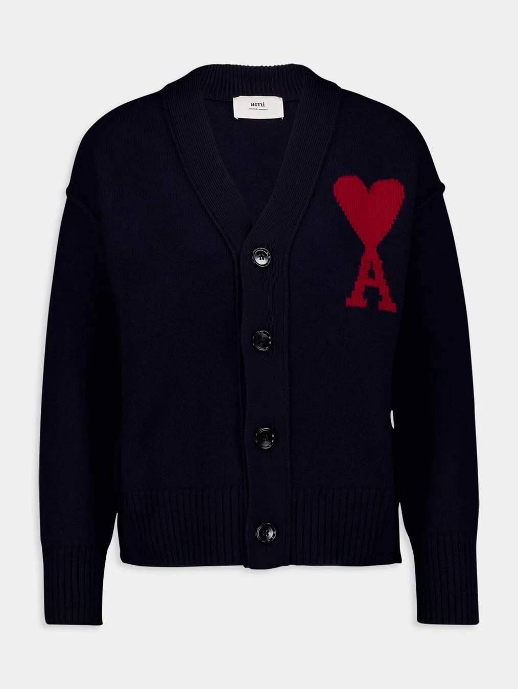 Ami De Coeur Monogram Motif Wool Cardigan