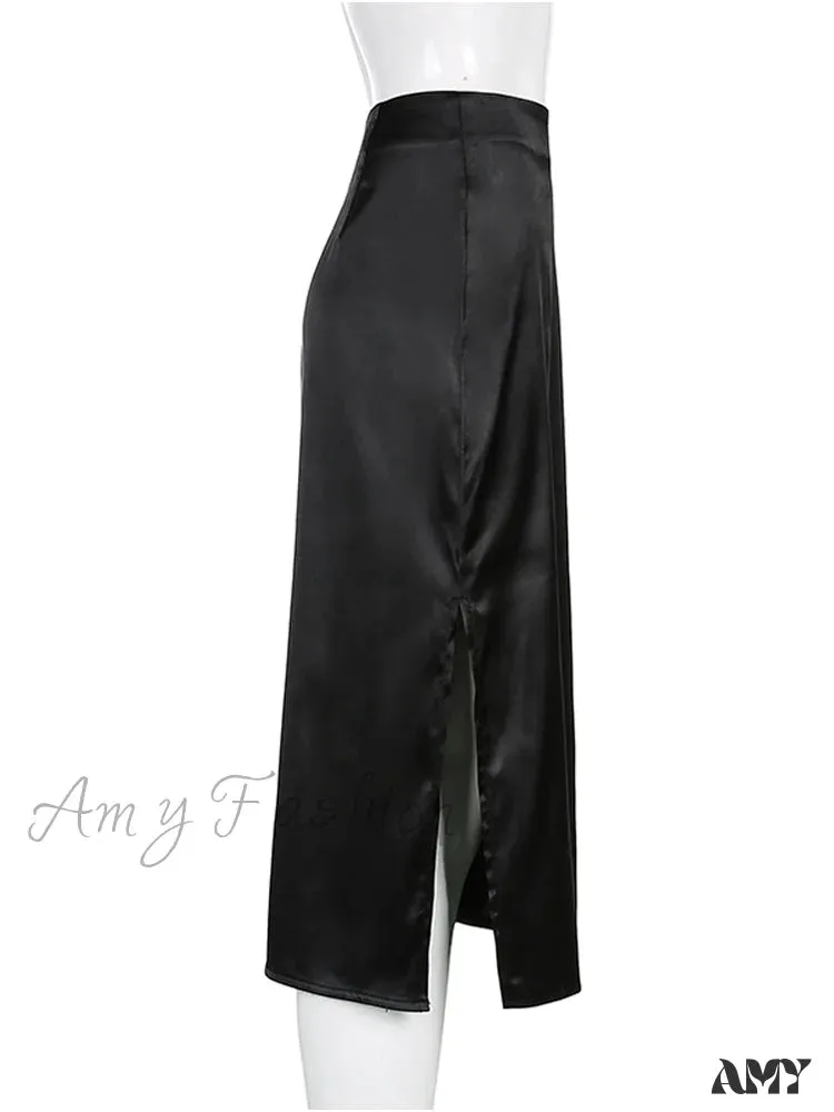 Amy Fashion - Vintage Brown High Waist Skirt