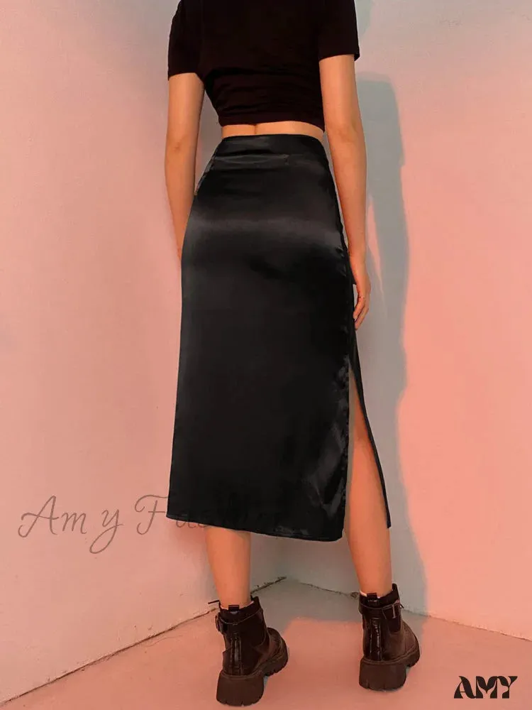 Amy Fashion - Vintage Brown High Waist Skirt