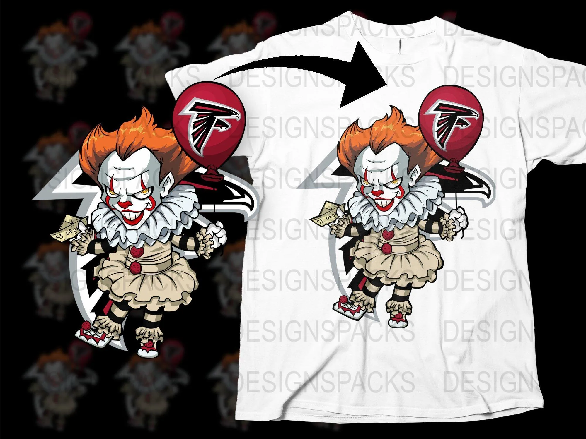 Atlanta Falcons Clown Mascot Graphic Novelty Png Digital Download