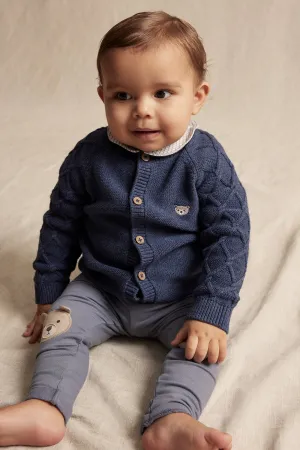 Baby blue cardigan with embroidery