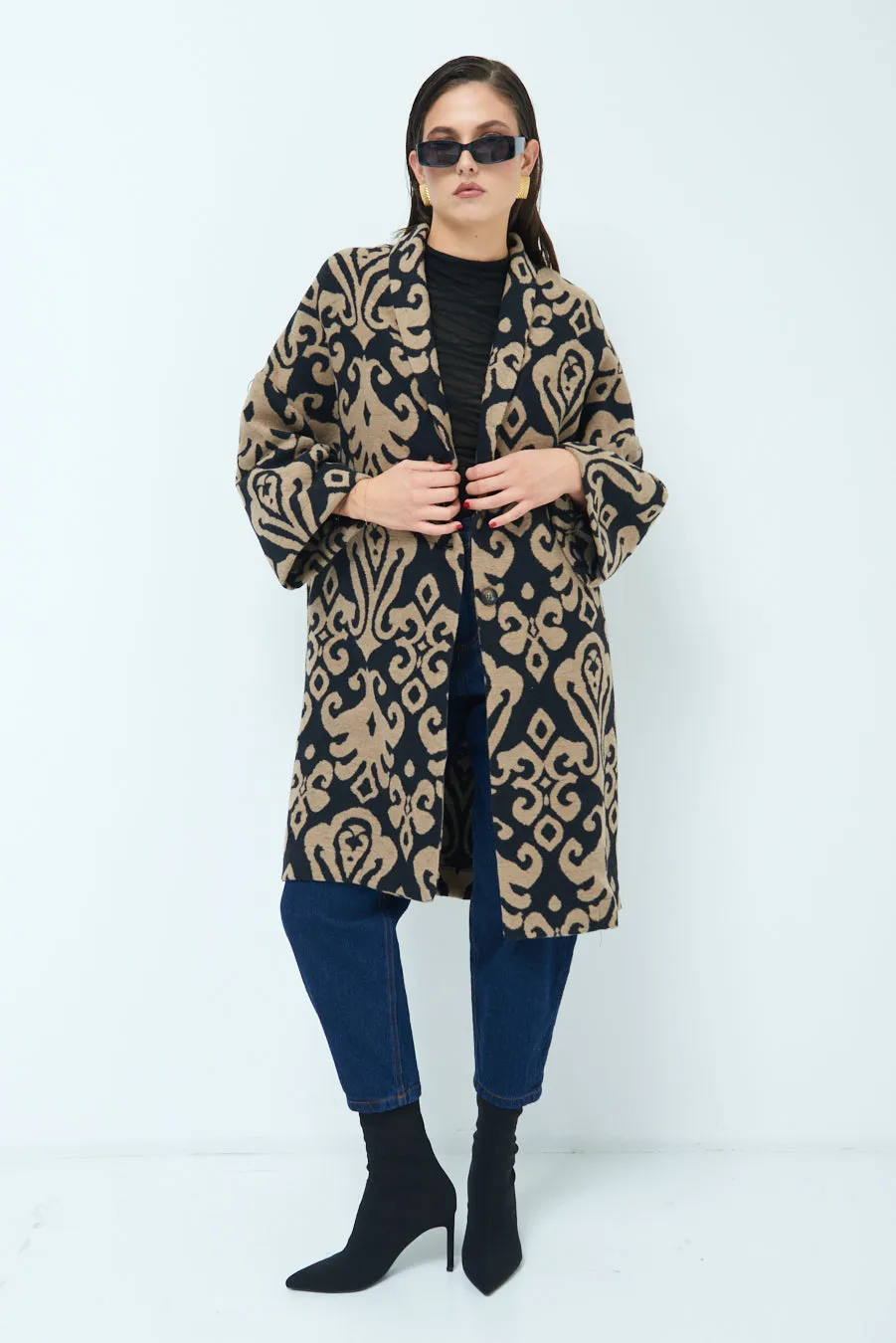 Bold patterned oversized coat wholesale