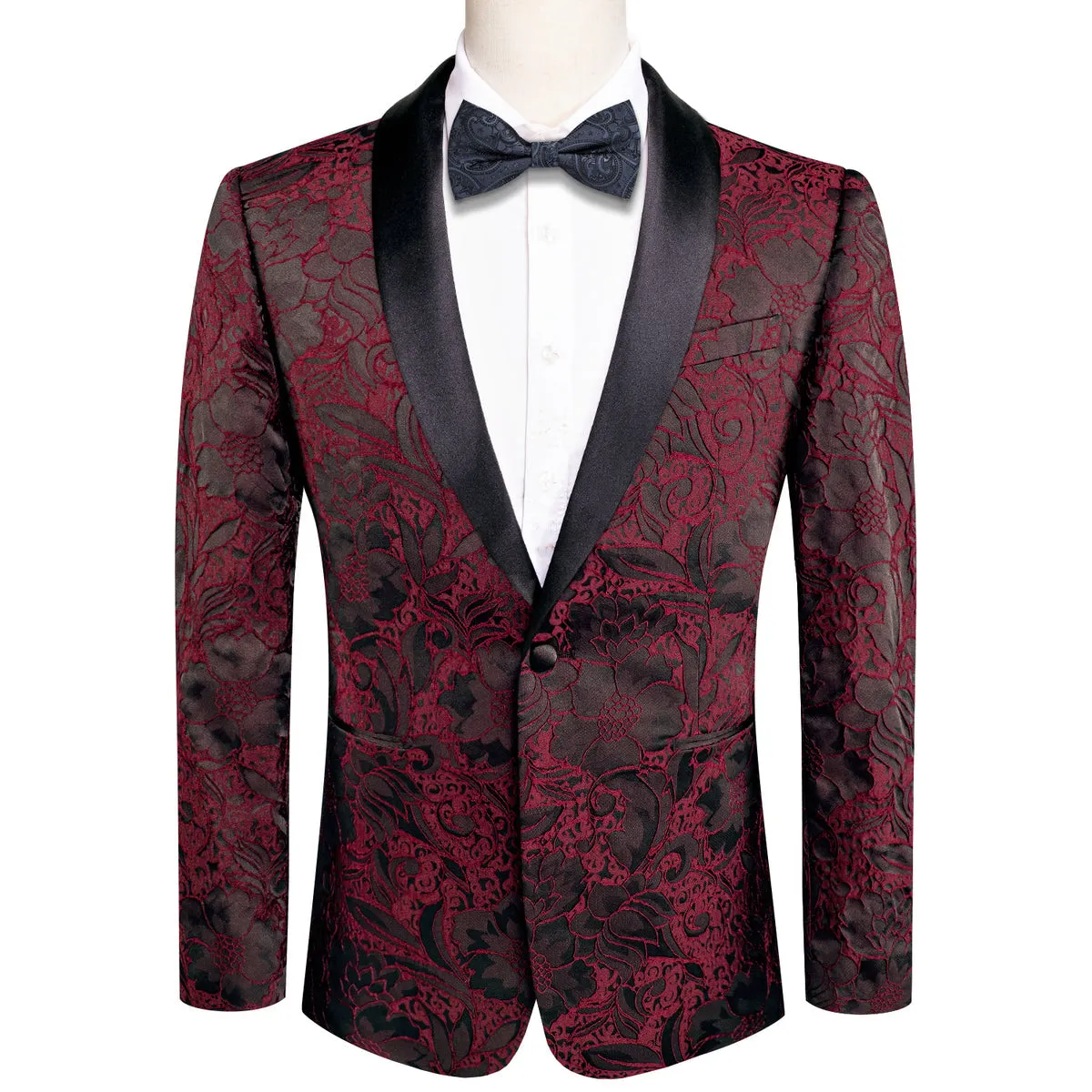 Brown and Red Floral Tuxedo Jacket