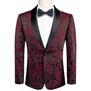 Brown and Red Floral Tuxedo Jacket