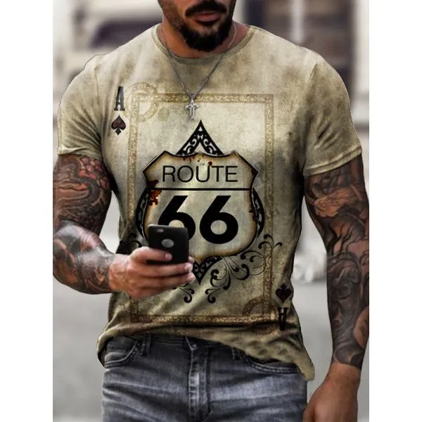 Casual Contrast Route 66 T-Shirt