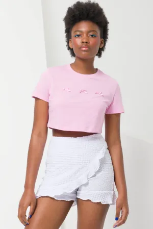 Crop Top With Graphic Mid Pink