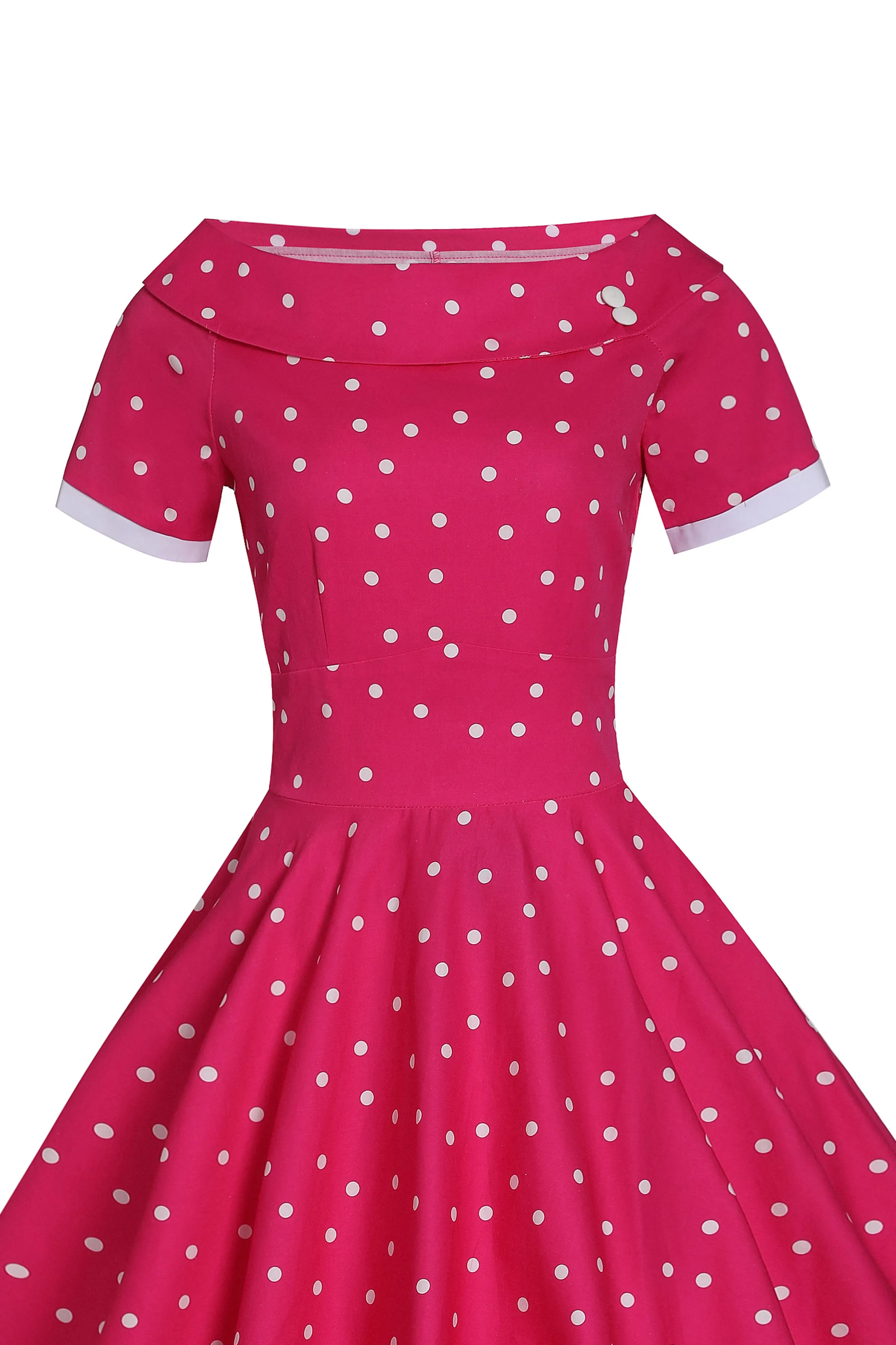 Darlene Hot Pink Polka Dot Swing Dress