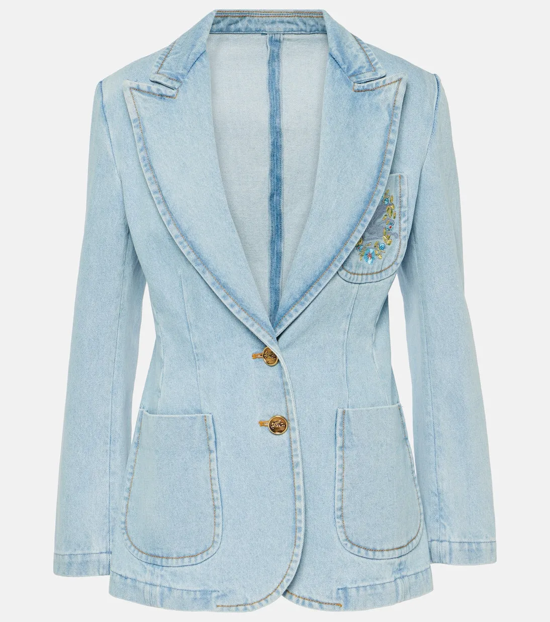 Denim jacket with Etro embroidery, blue