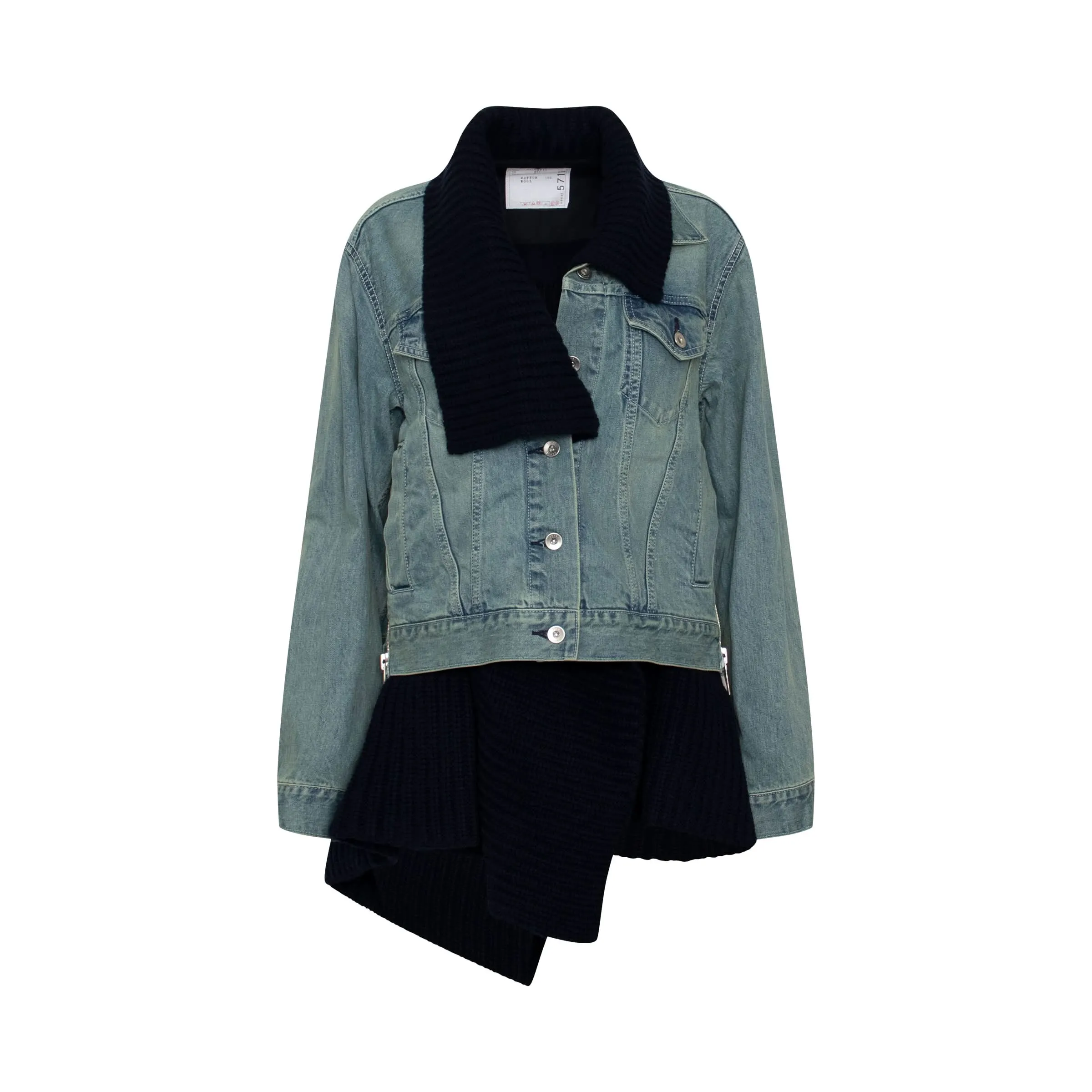 Denim x Knit Blouson Jacket in Blue