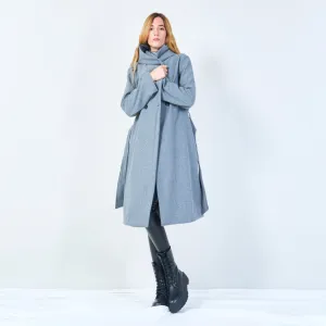 Elegant longline coat with button detail wholesale