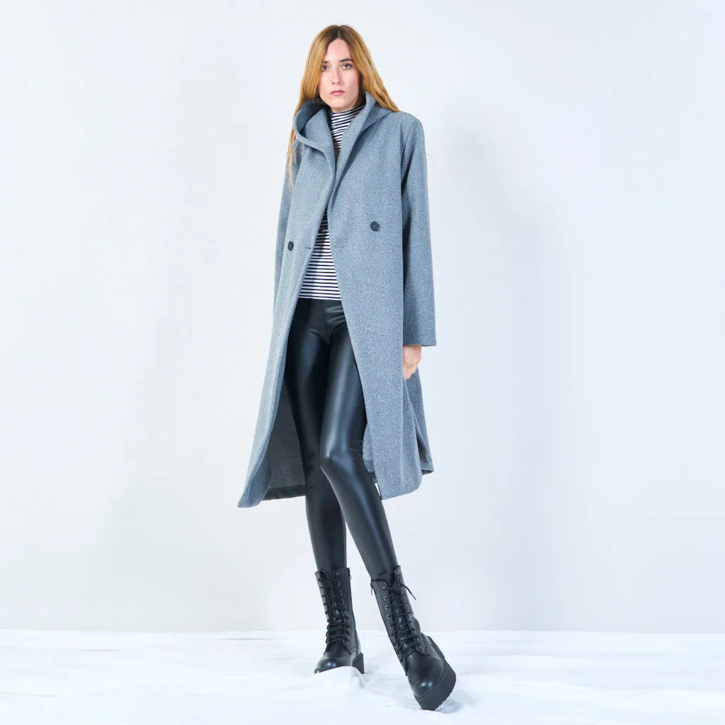 Elegant longline coat with button detail wholesale