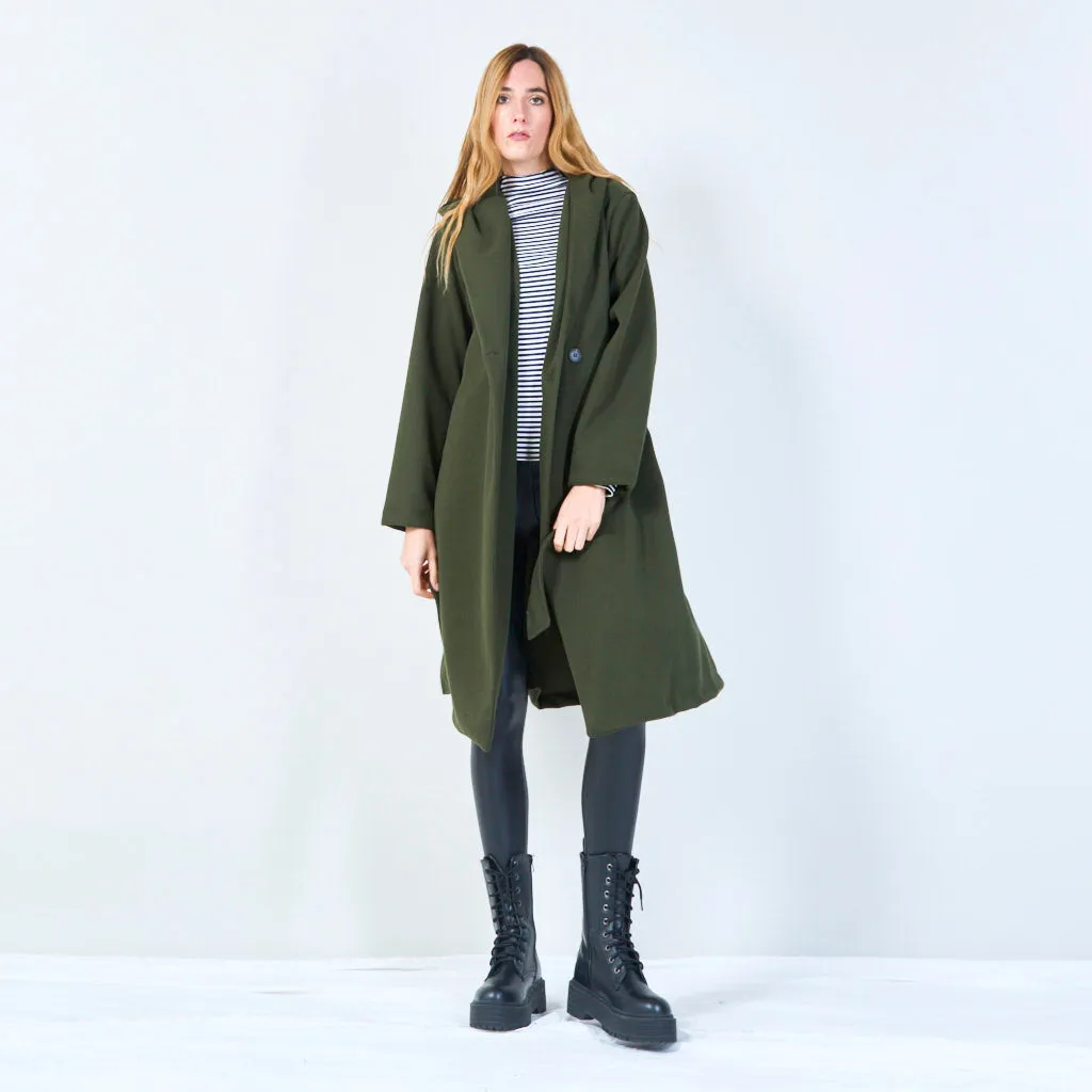 Elegant longline coat with button detail wholesale