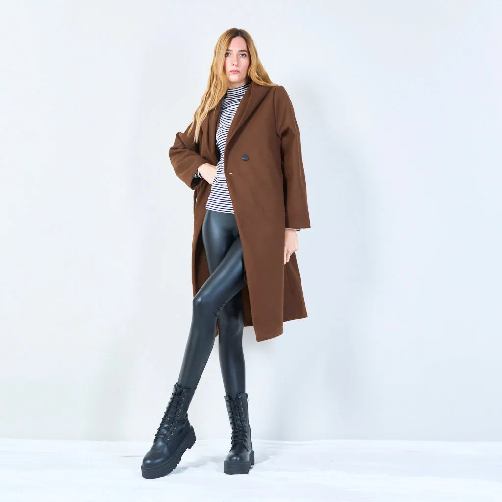 Elegant longline coat with button detail wholesale