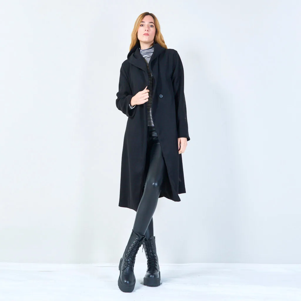 Elegant longline coat with button detail wholesale