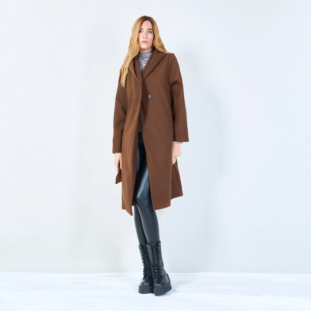 Elegant longline coat with button detail wholesale