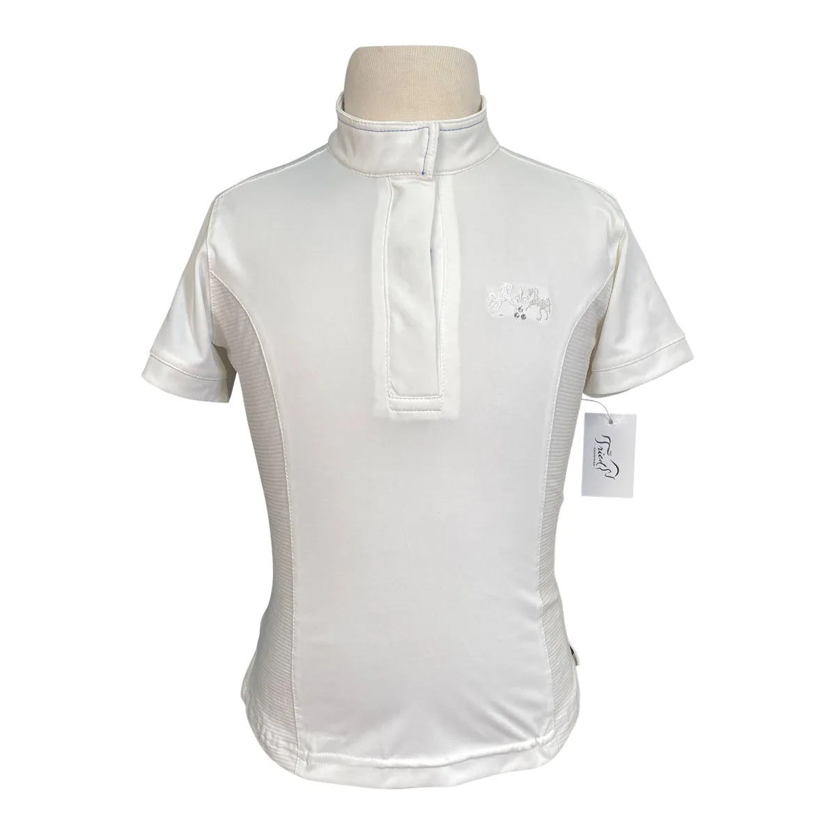 Equine Couture 'Cara' Short Sleeve Show Shirt in White - Children's Small