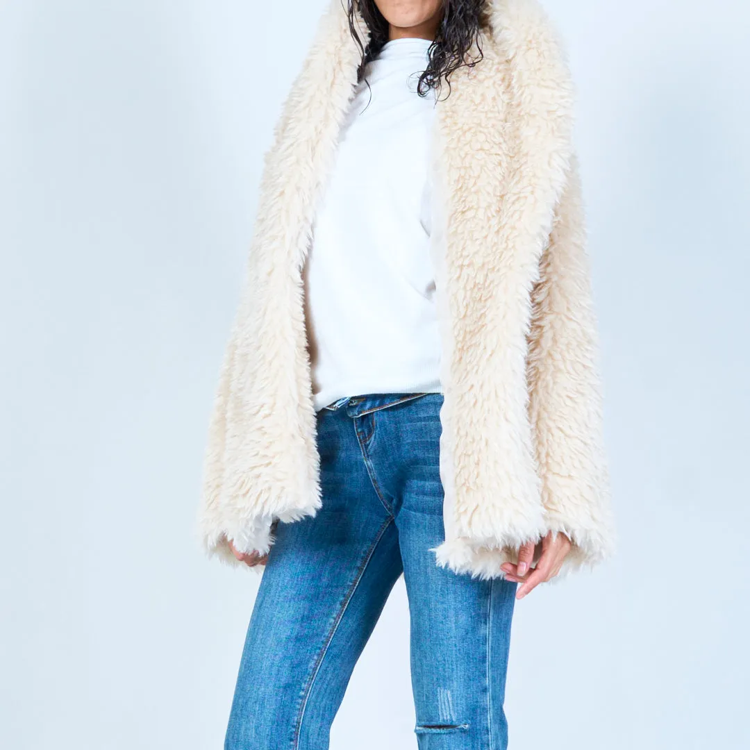 Faux fur jacket with oversized collar wholesale