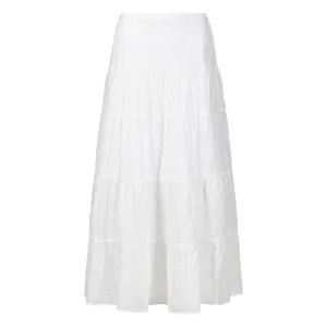 Fiji Tiered Fitted Waist Skirt - White