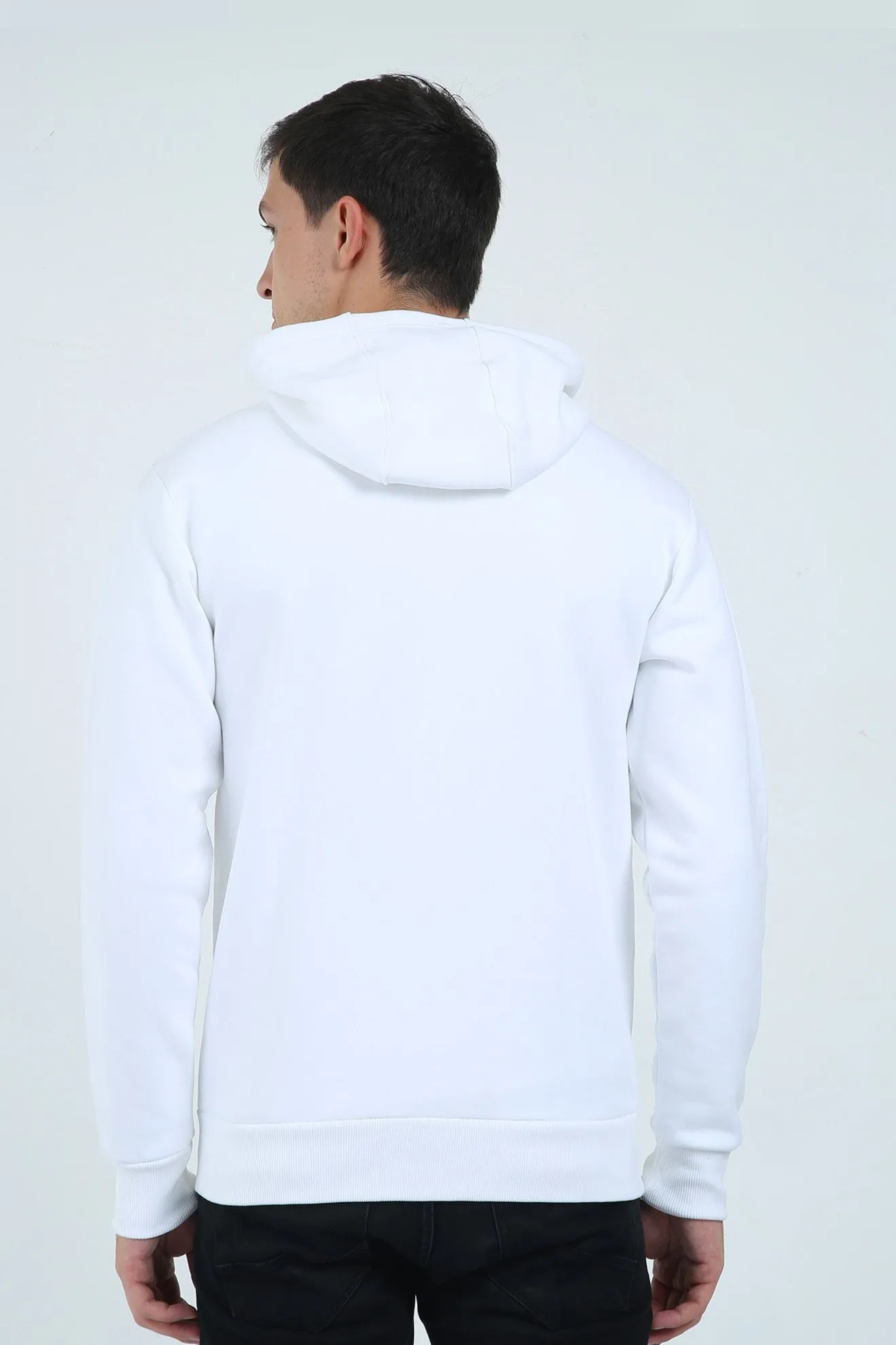 Fleece Zip Up Hoodie (Black, White)