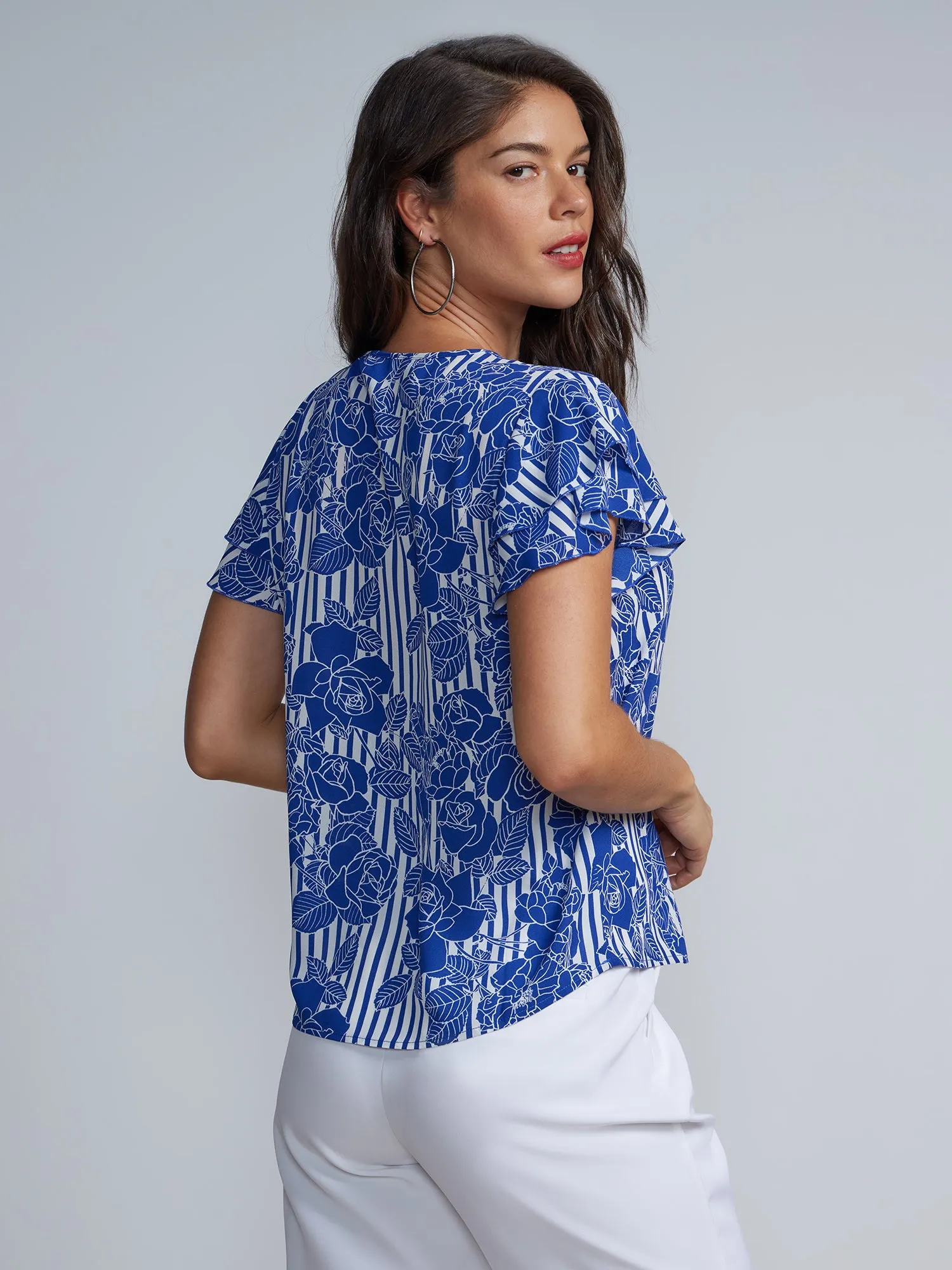 Flutter Sleeve Cut Out Top