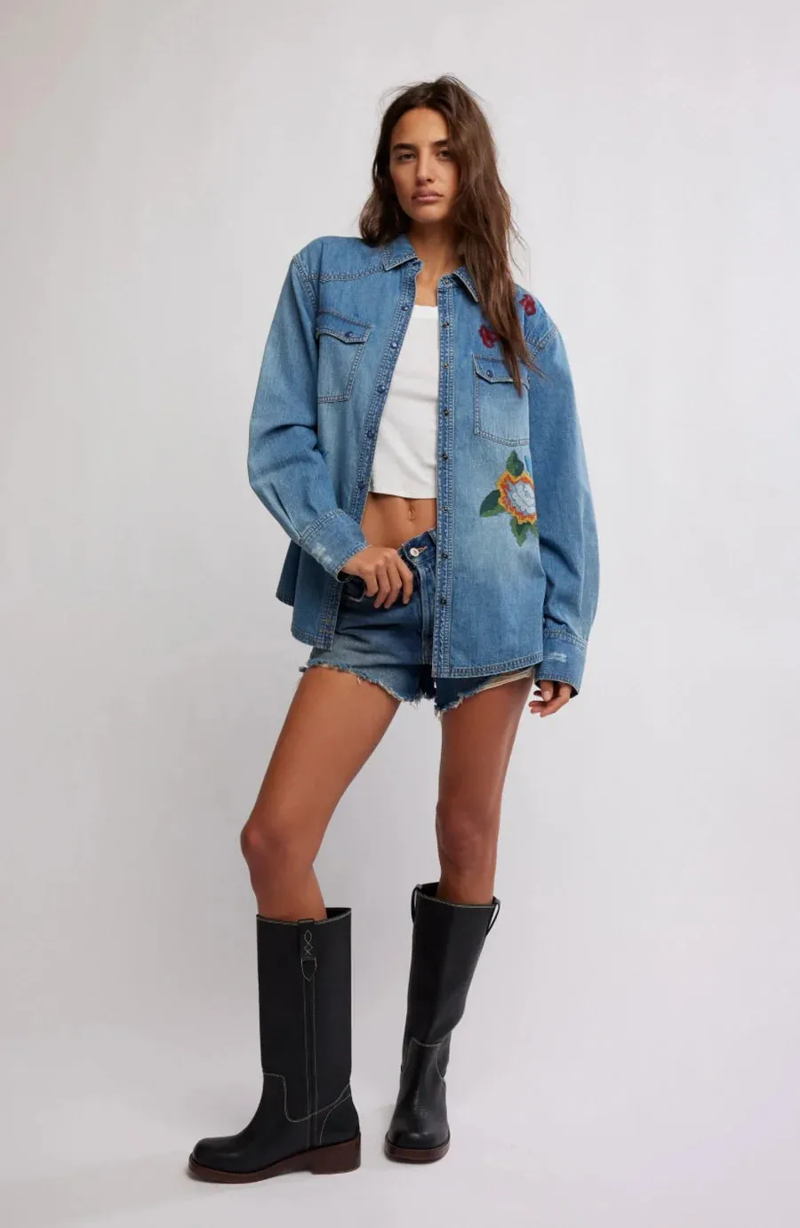 Free People Oh the Places You'll Go Denim Jacket