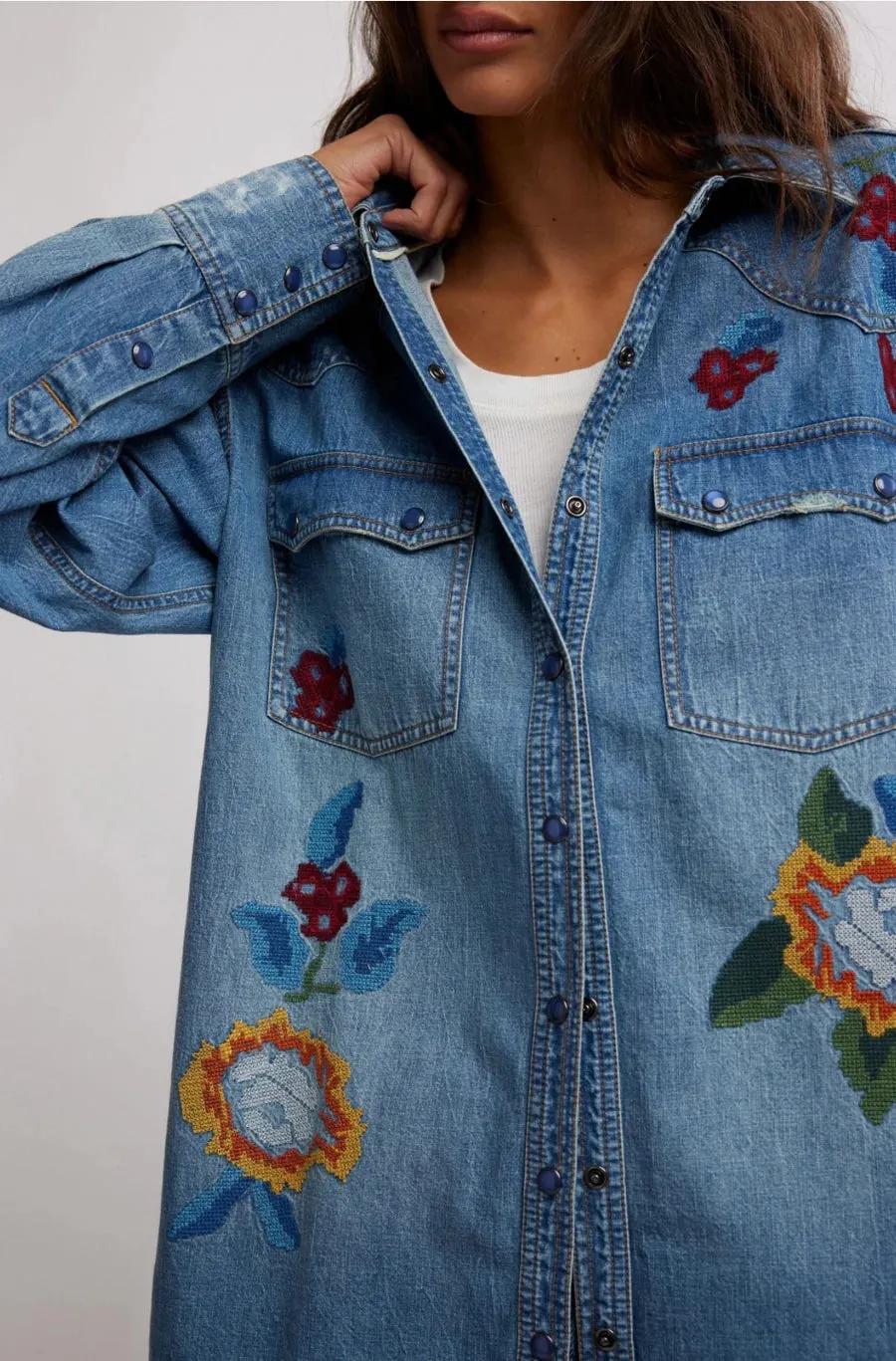 Free People Oh the Places You'll Go Denim Jacket