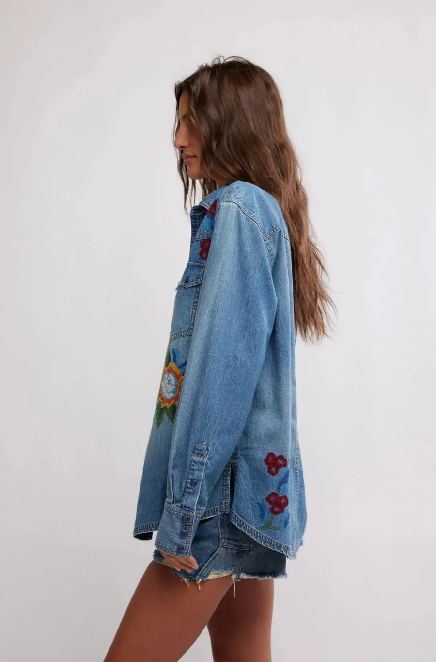 Free People Oh the Places You'll Go Denim Jacket