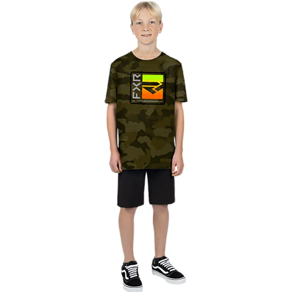 FXR Broadcast Premium T-Shirt Army Camo/Inferno Green