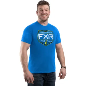 FXR  Mens Blue Heather HiVis Tournament Premium T-Shirt Tee Short Sleeve ProFish