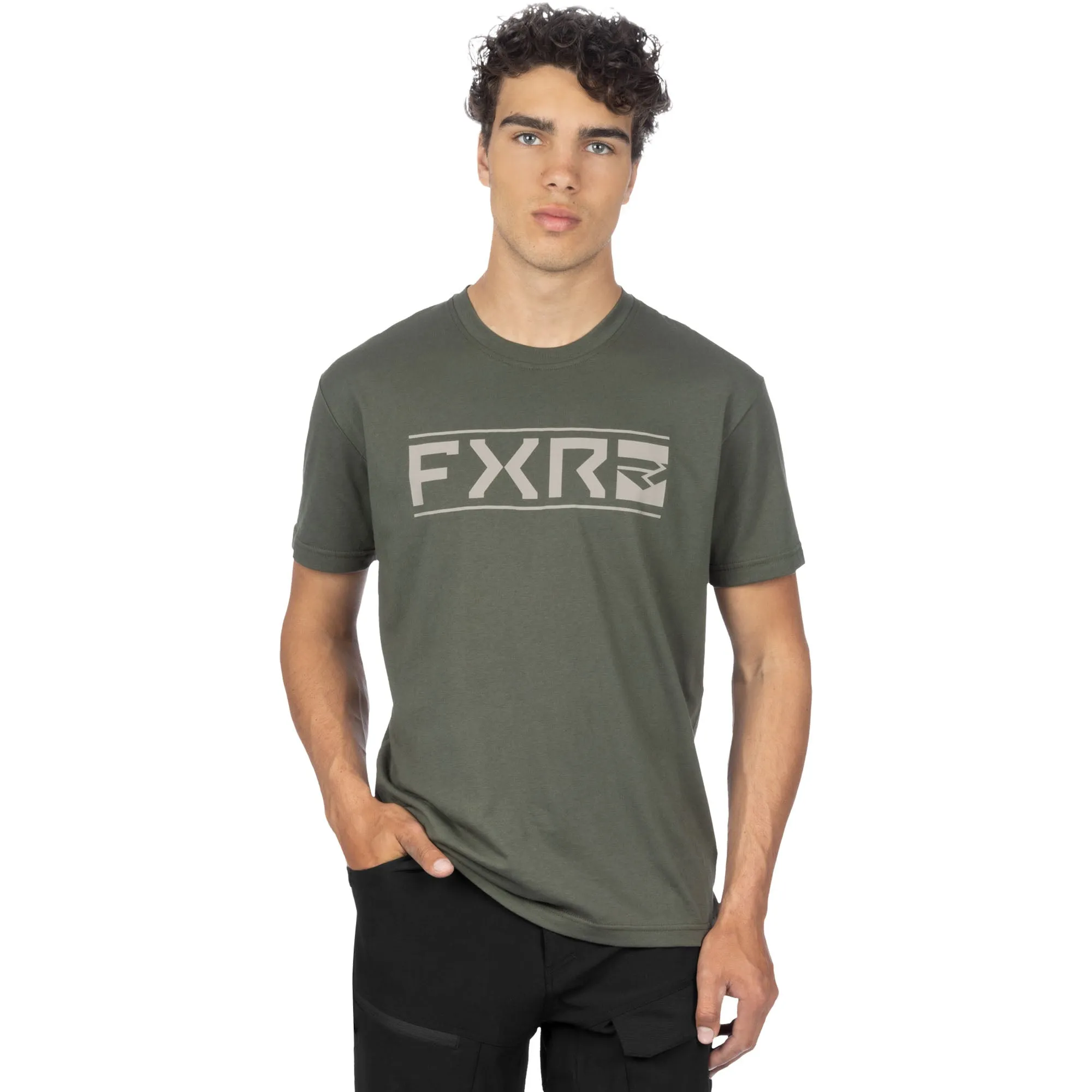 FXR  Mens Victory Premium T-Shirt Tee Short Sleeve Cotton Casual Army Stone