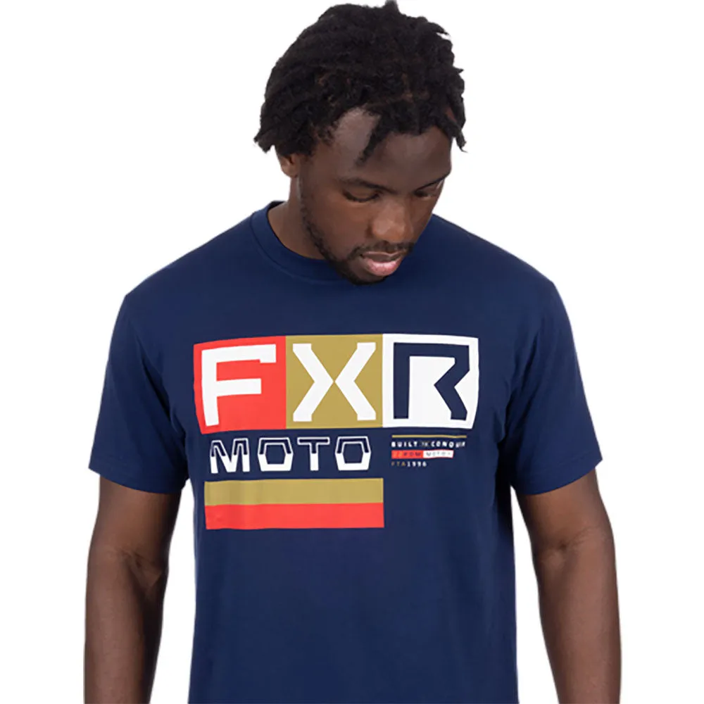 FXR Moto Premium T-Shirt Navy/Gold Blue