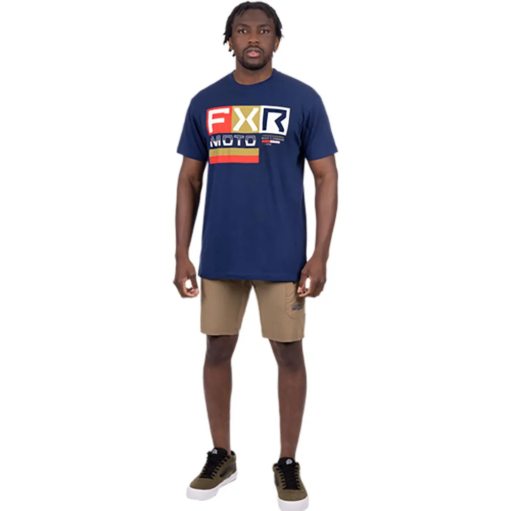 FXR Moto Premium T-Shirt Navy/Gold Blue