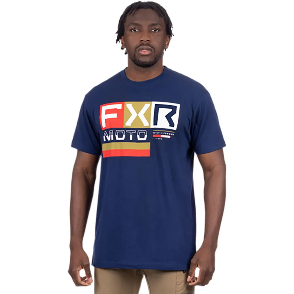 FXR Moto Premium T-Shirt Navy/Gold Blue