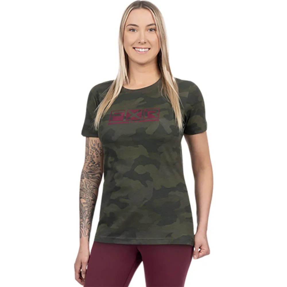 FXR Podium Premium T-Shirt Army Camo/Merlot Green