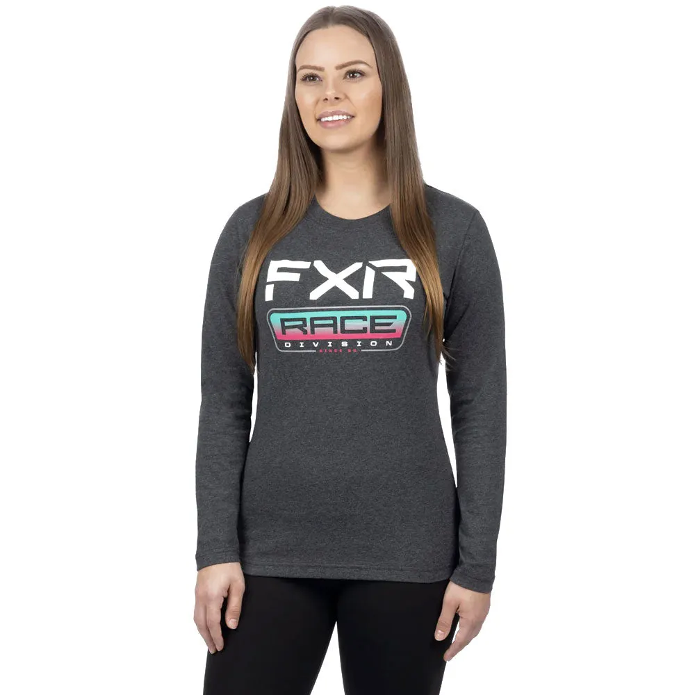 FXR Race Div Premium Long Sleeve T-Shirt Charcoal Heather/Mint-Razz