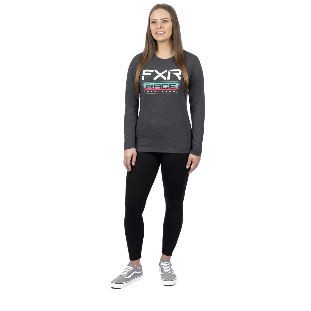 FXR Race Div Premium Long Sleeve T-Shirt Charcoal Heather/Mint-Razz