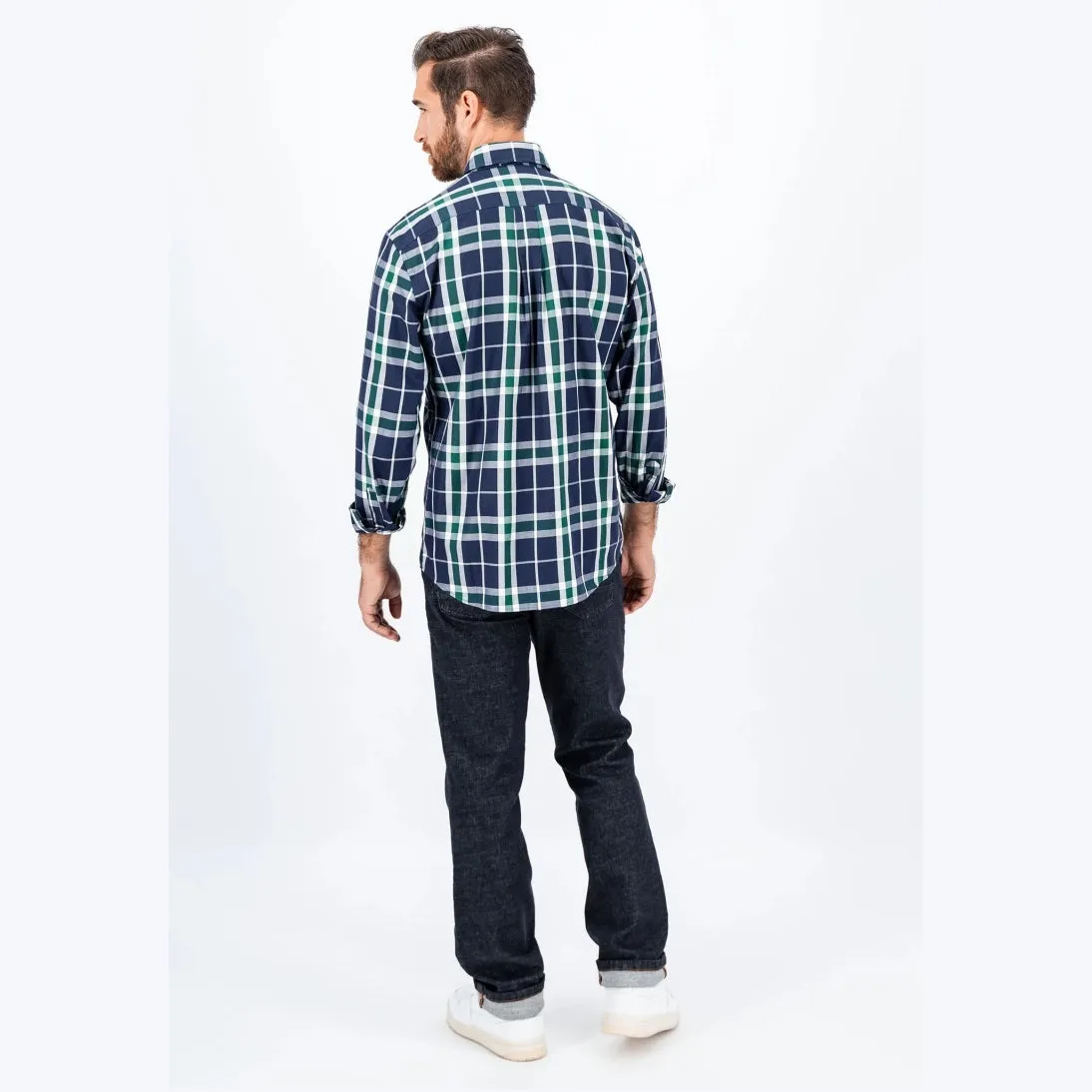 Fynch-Hatton Casual Pure Cotton Check Shirt 14088000 Navy