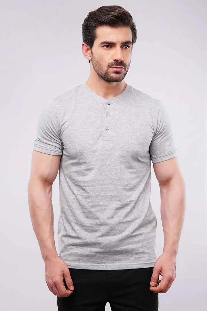 Henley T-Shirt - Heather Grey