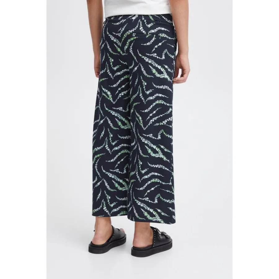 Ichi Womens Kate Print Pant Total Eclipse Zebra Flower