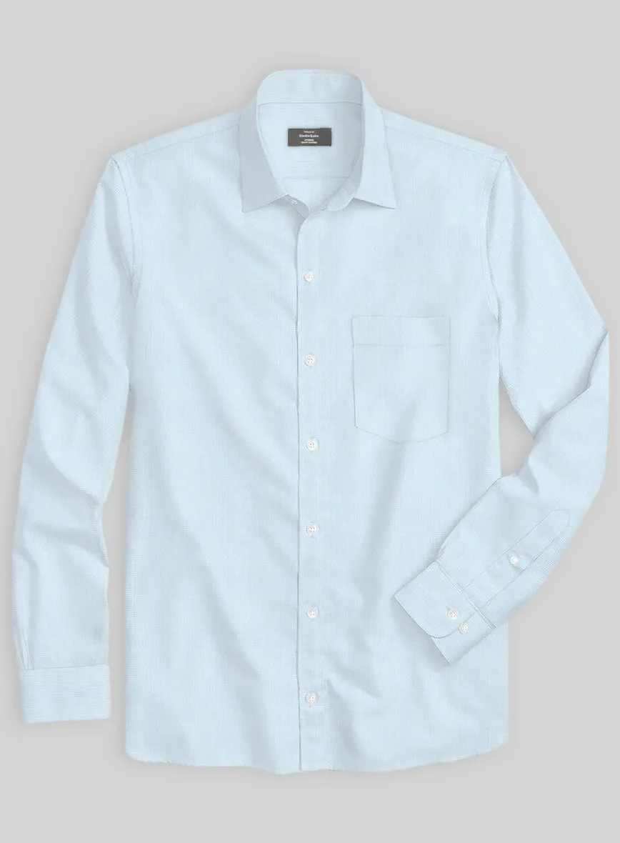 Italian Light Blue Slim Herringbone Shirt