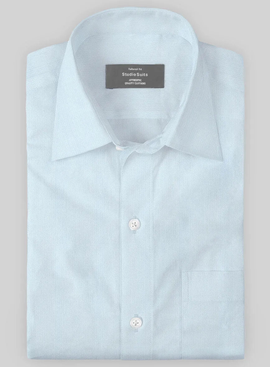 Italian Light Blue Slim Herringbone Shirt