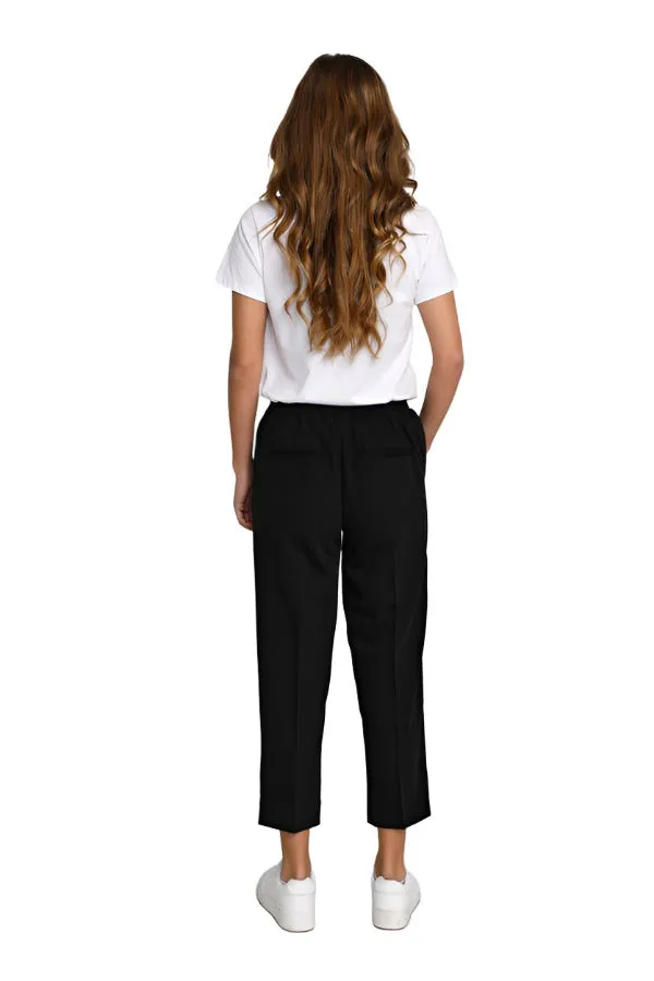 Kaffe Womens Sakura High Waist Cropped Pants Black Deep