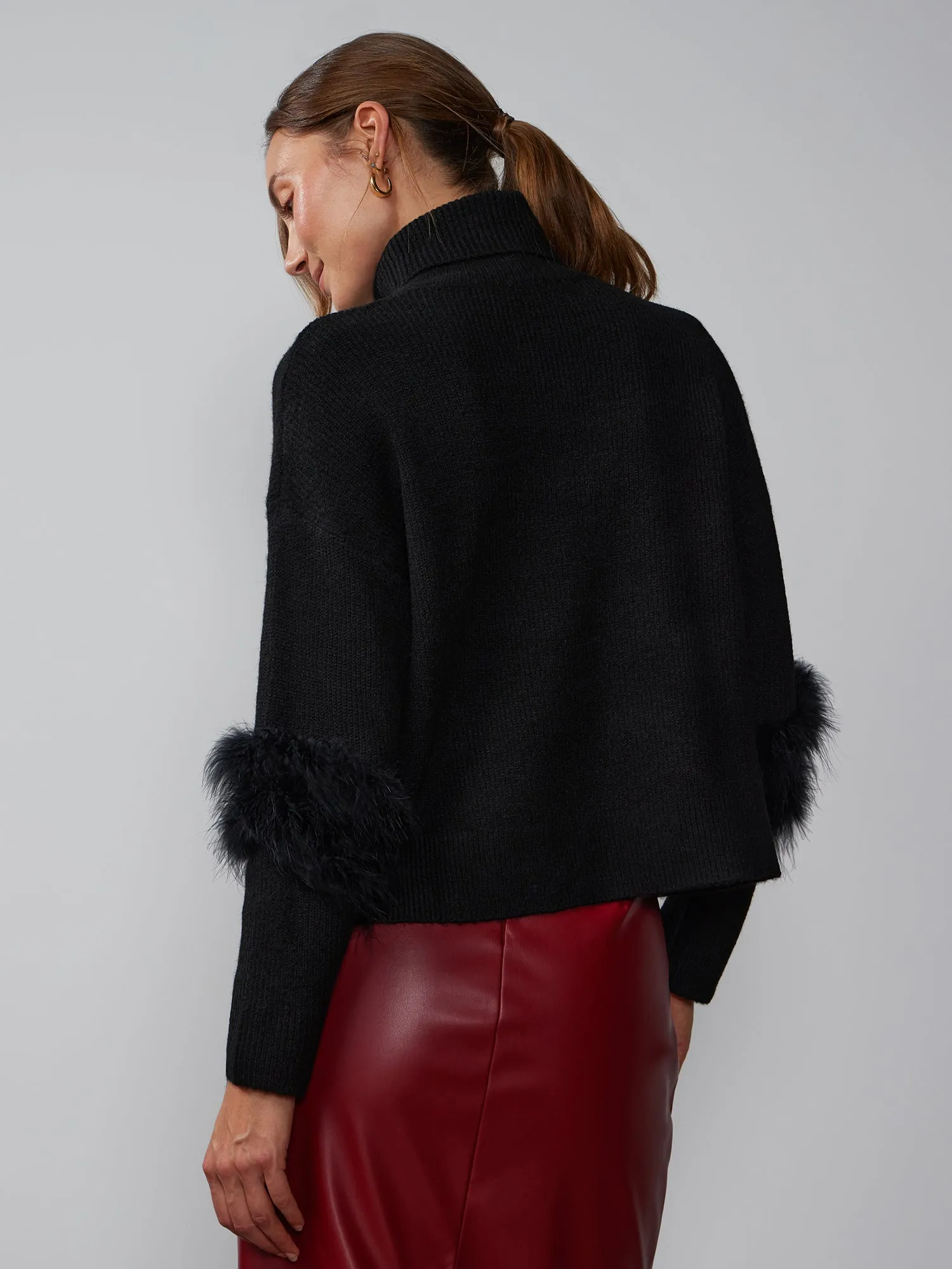 Long Feather Sleeve Turtleneck Sweater