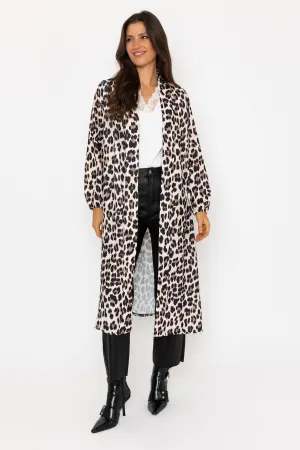 Long Leopard Print Cover Up Cardigan