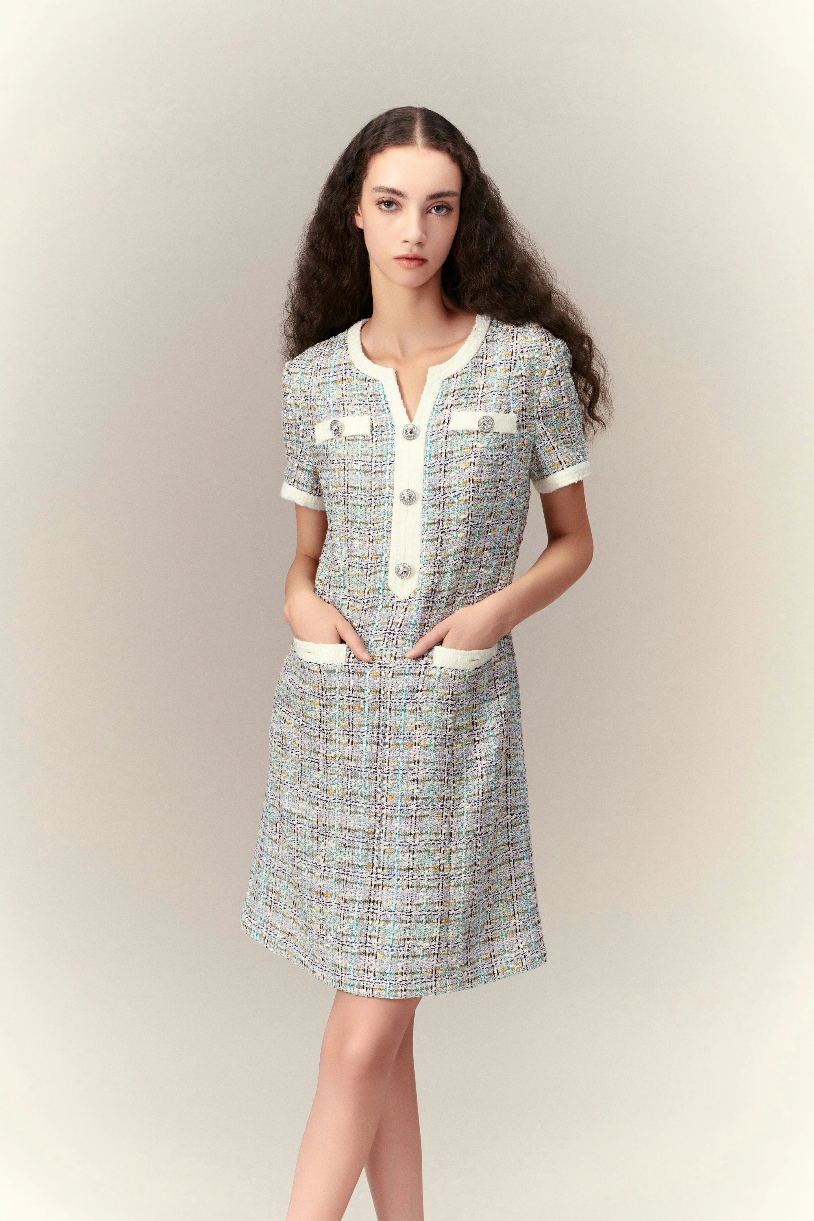 Lurex Classy Check Tweed Dress